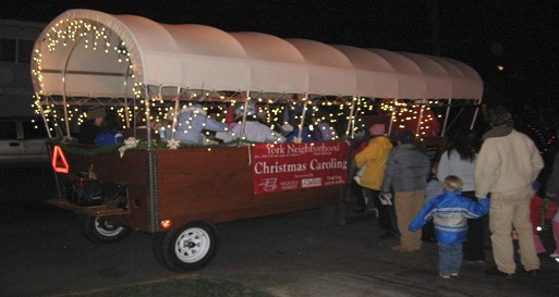 Image of caroling wagonload at Nelson�s Market